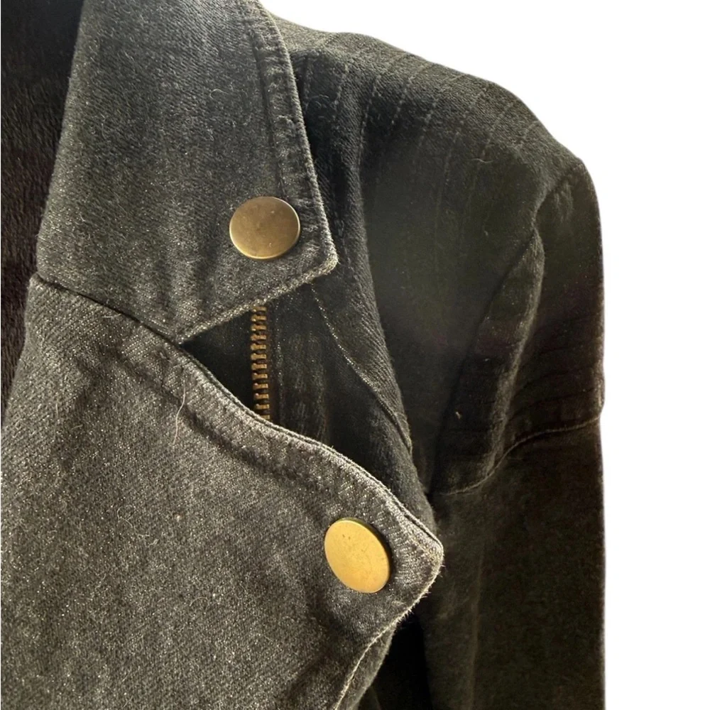 Sugar Lips Asymmetric Zip Denim Moto Jacket XS Black
